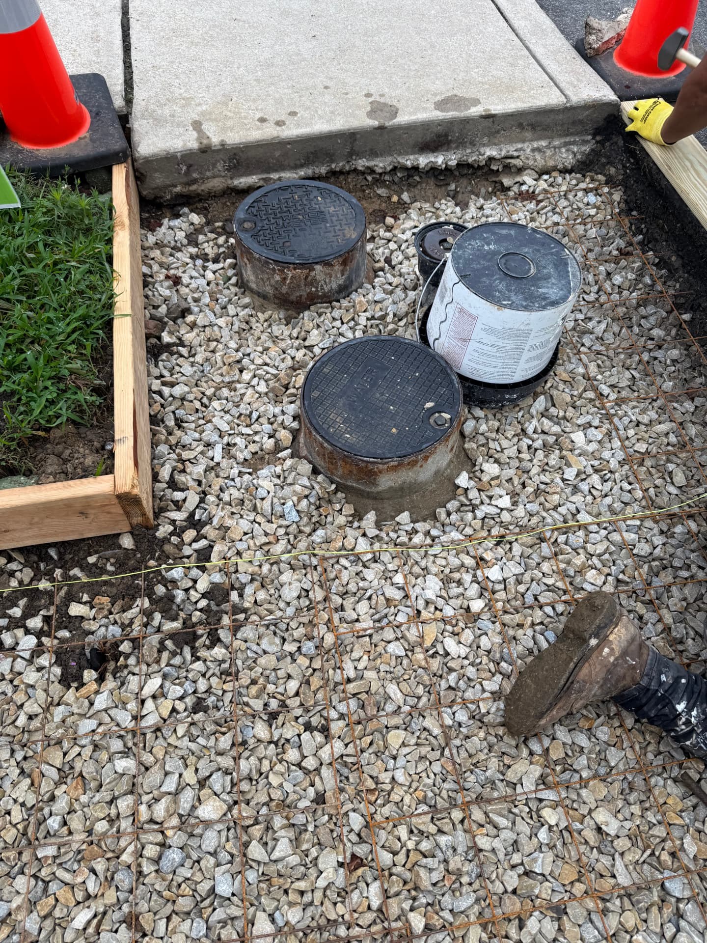 Concrete and stone patio installation