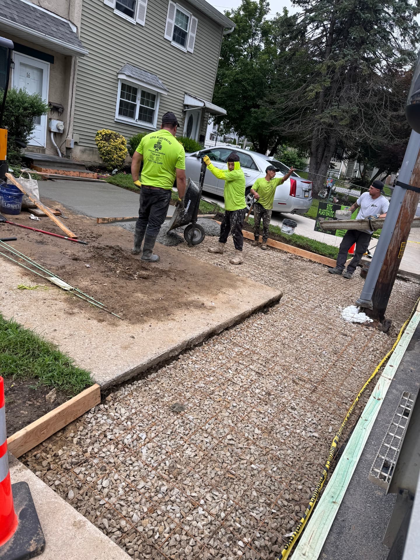 Drainage detail installed beneath a new slab