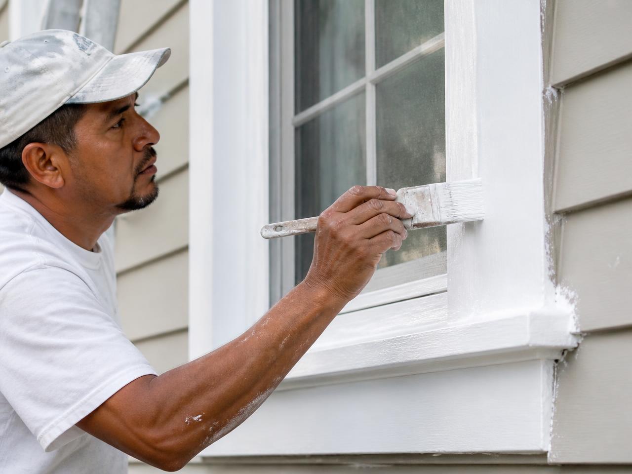 Exterior repaint in progress on a Delaware County home