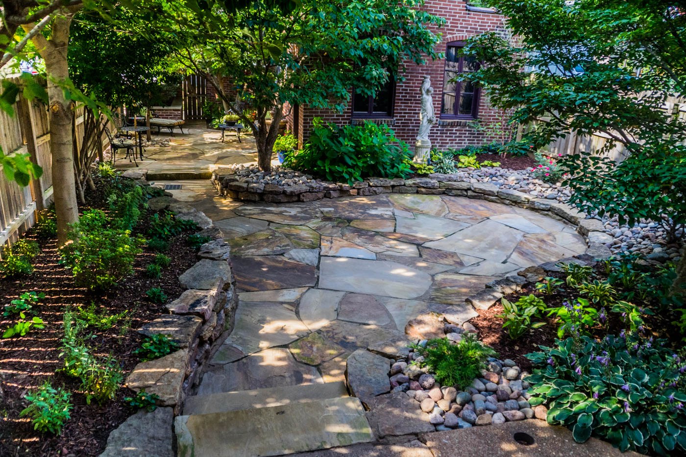 Drainage installed beneath a patio to protect the foundation