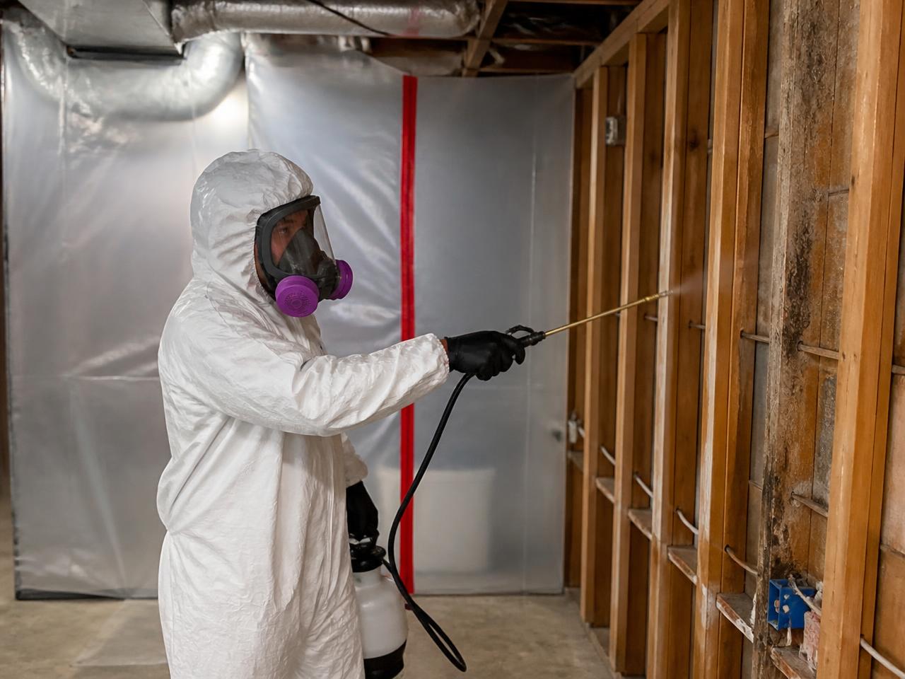 Crew performing fire and smoke damage remediation