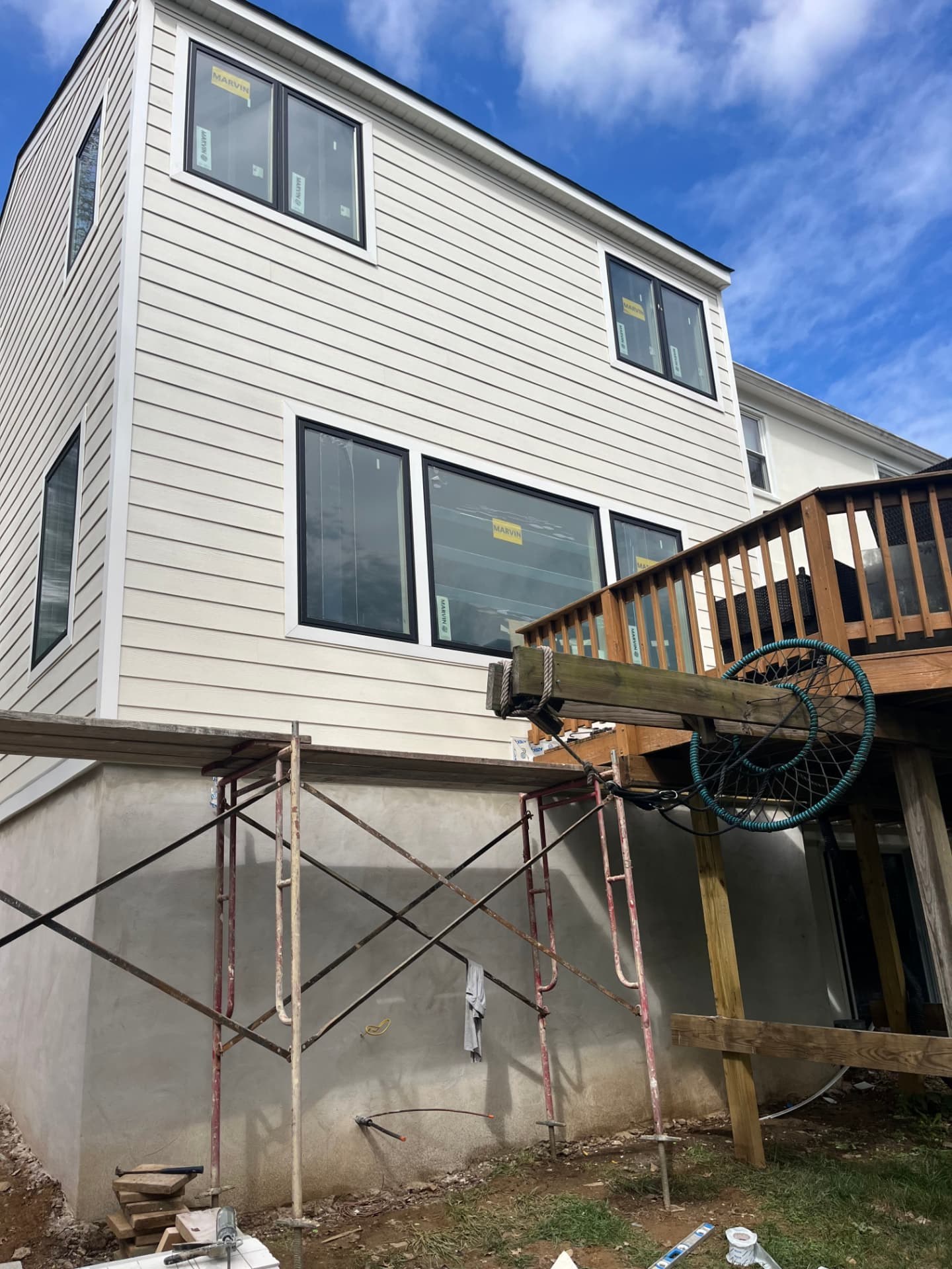 Trim and fascia painted to complement new siding