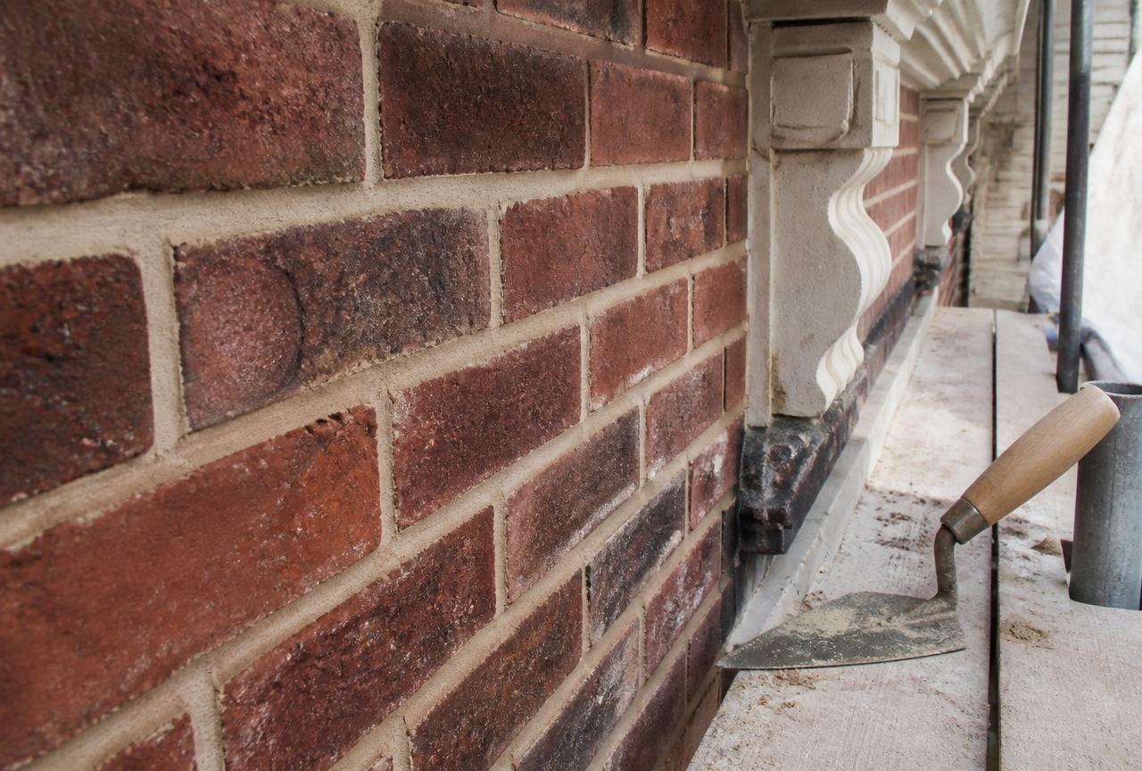 Repointed historic brick facade in Philadelphia, PA